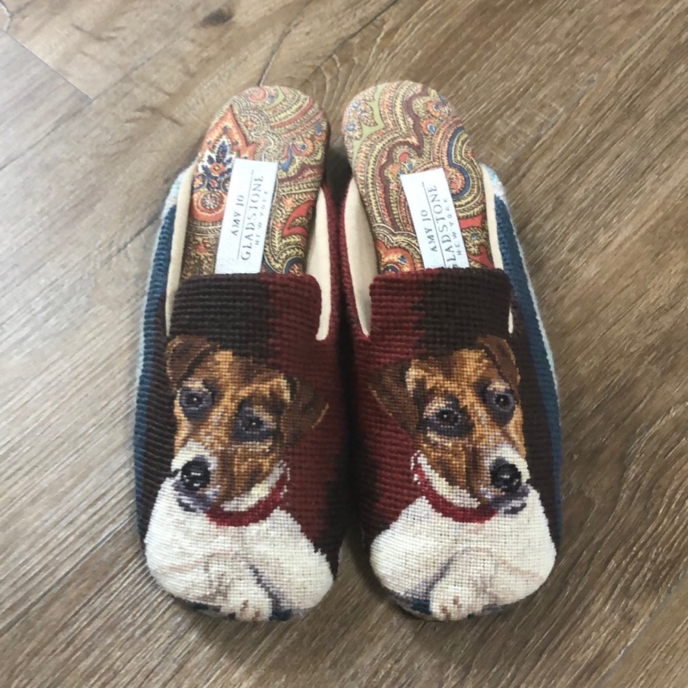 Amy Jo Gladstone Vintage Needle Point Jack Russell Terrier Shoes